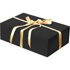 Коробка подарункова на магнітах 24х18х10 см чорна із стрічкою